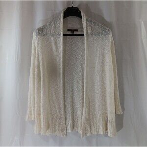 Fever Cardigan Sweater Women's Size XL Cream Loose Knit Open Front